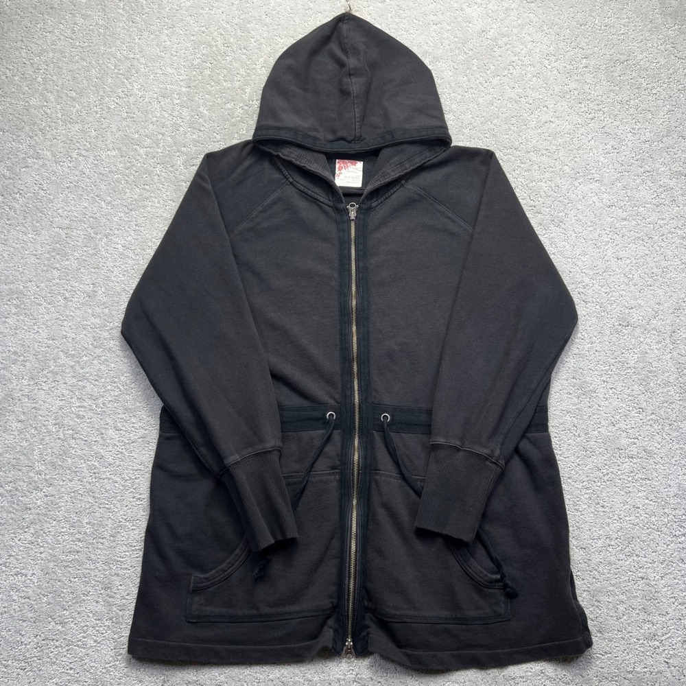Y2k Old Navy Active Hoodie Womens XXL Black Faded Full Zip Drawstring Waist